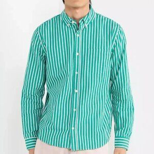 Cotton On Men's Mayfair Long Sleeve Shirt Emerald Stripe B4HP